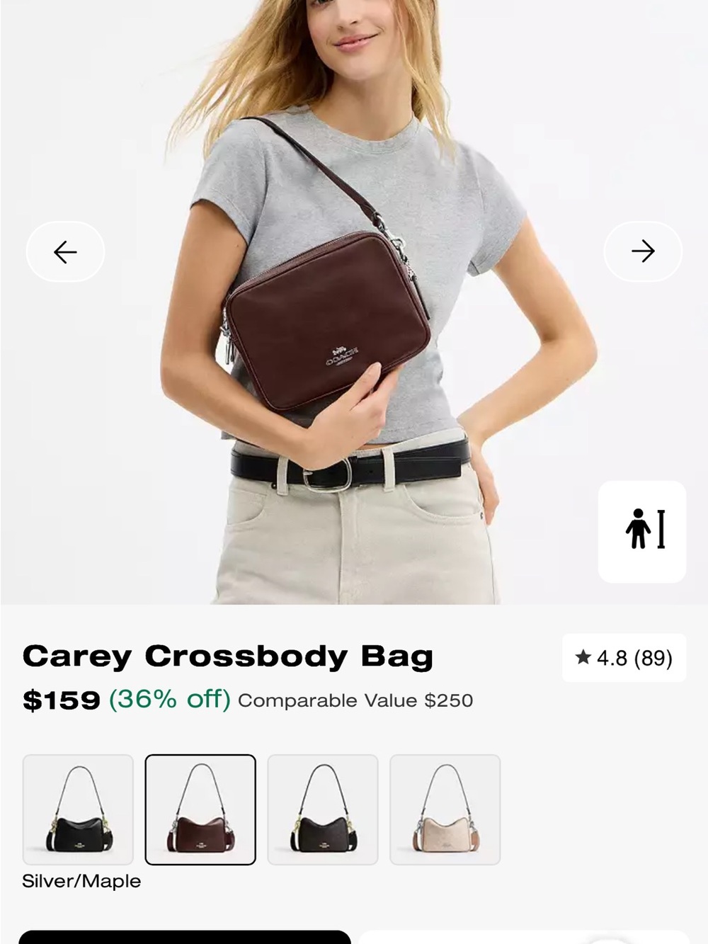 Coach Carey Crossbody Bag in Dark Brown Leather